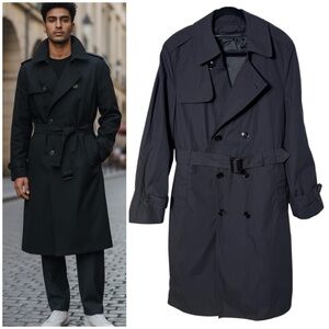 DSCP Garrison Collection Black Dbl Breast Trench Cosy Zip Lining Men's Sz 38R